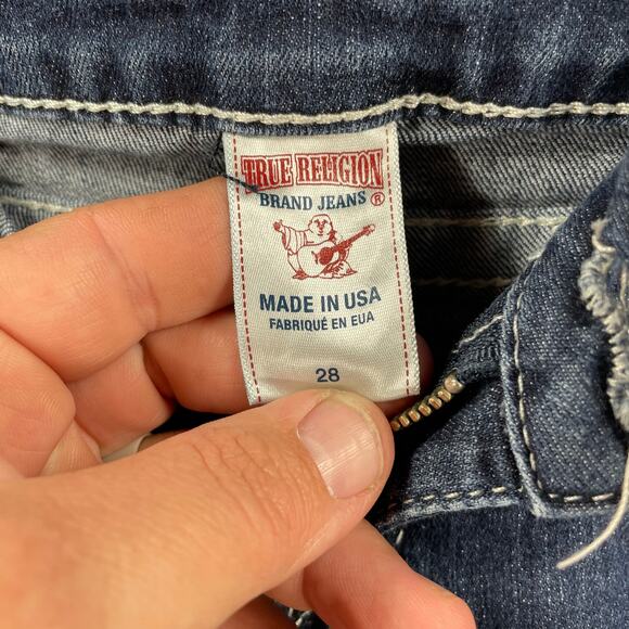 True Religion Jeans Women's 28 (30X28) Blue Denim Straight Leg Flap Pocket READ - Picture 5 of 12
